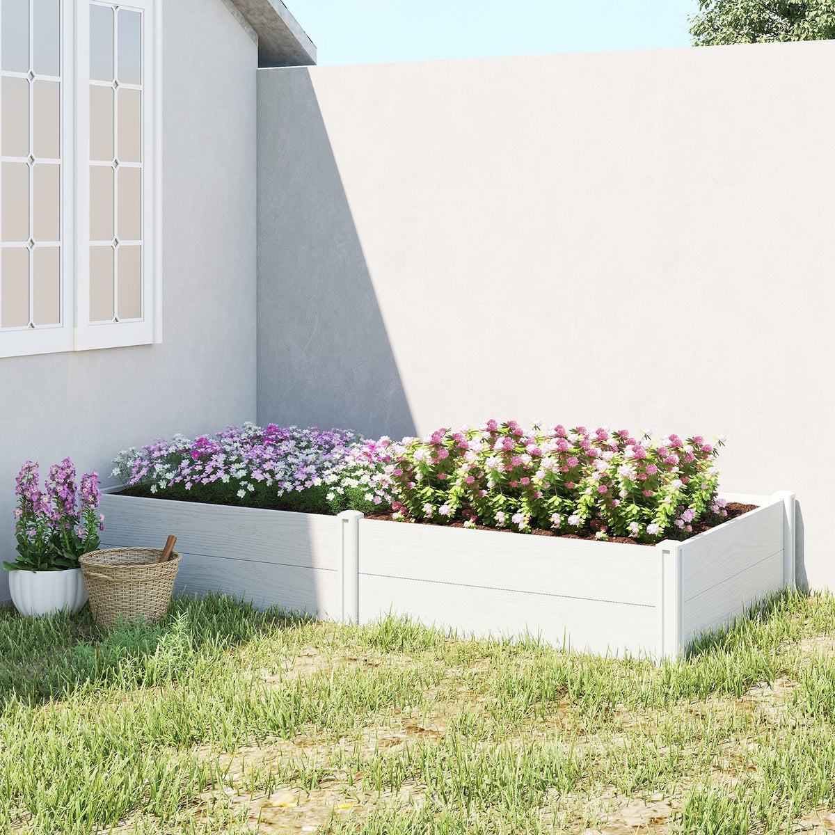 6.5 x 3 x 1ft Vinyl Raised Garden Bed with Divider, White — product view 4