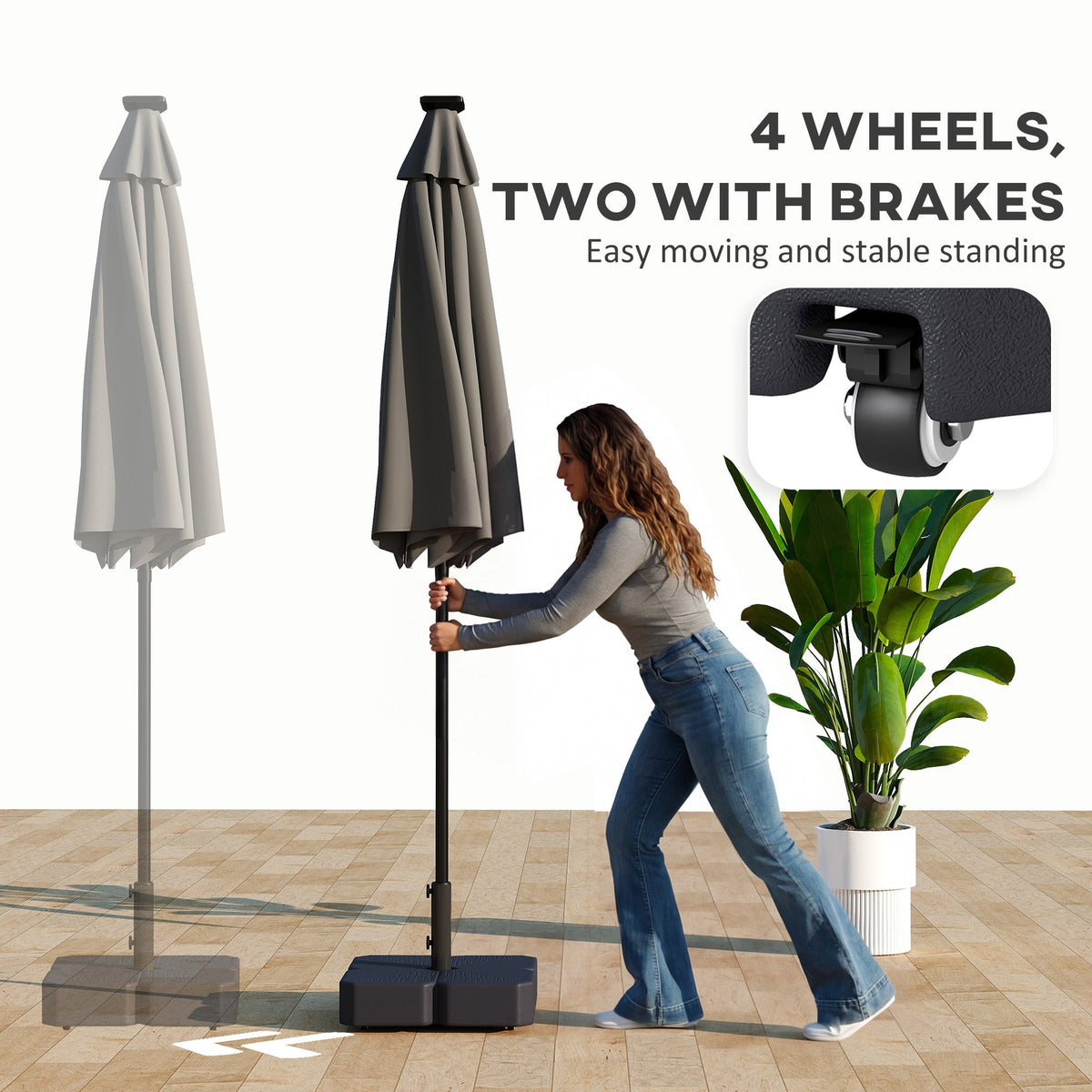 Square Patio Umbrella Base with Wheels, Black — product view 6