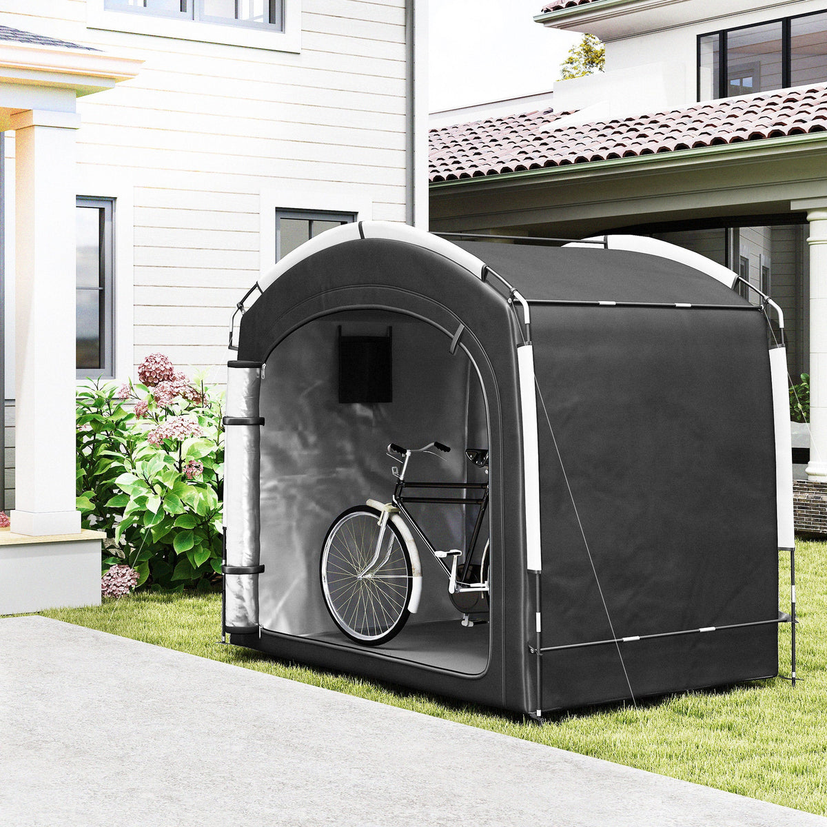 Bike Storage Tent with 210D Oxford Fabric and Carry Bag for 3-4 Bikes, Black — product view 3