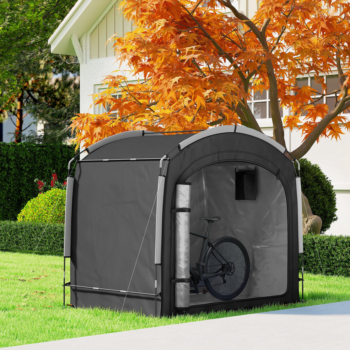 Bike Storage Tent with 210D Oxford Fabric and Carry Bag for 3-4 Bikes, Black — product view 4