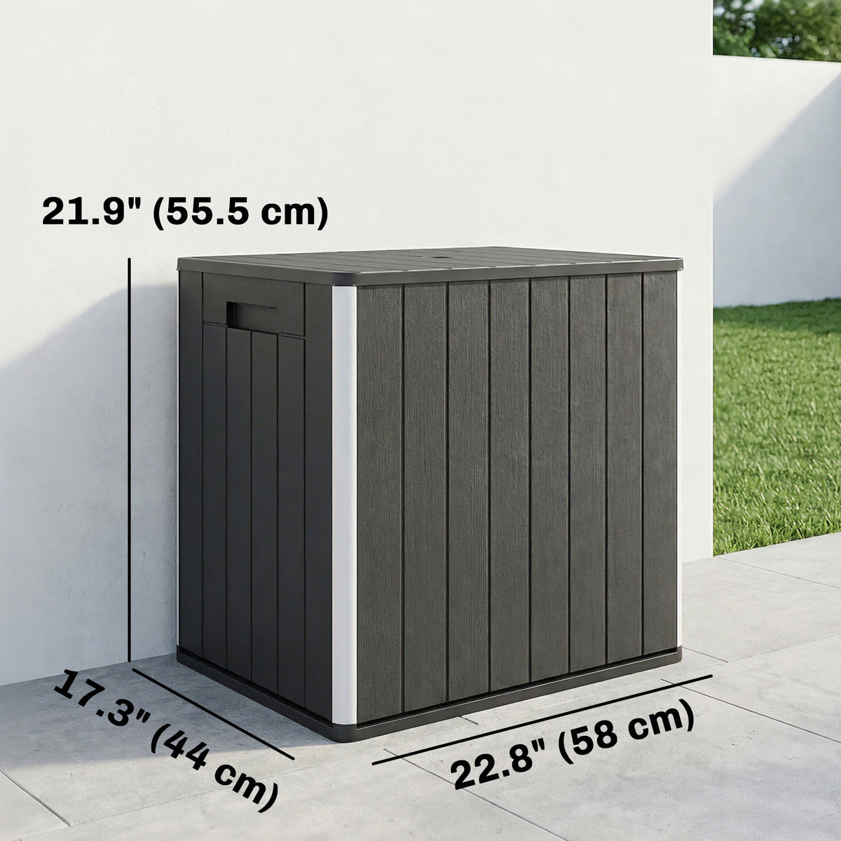 30 Gallon Outdoor Storage Box Side Table with Umbrella Holder — product view 5