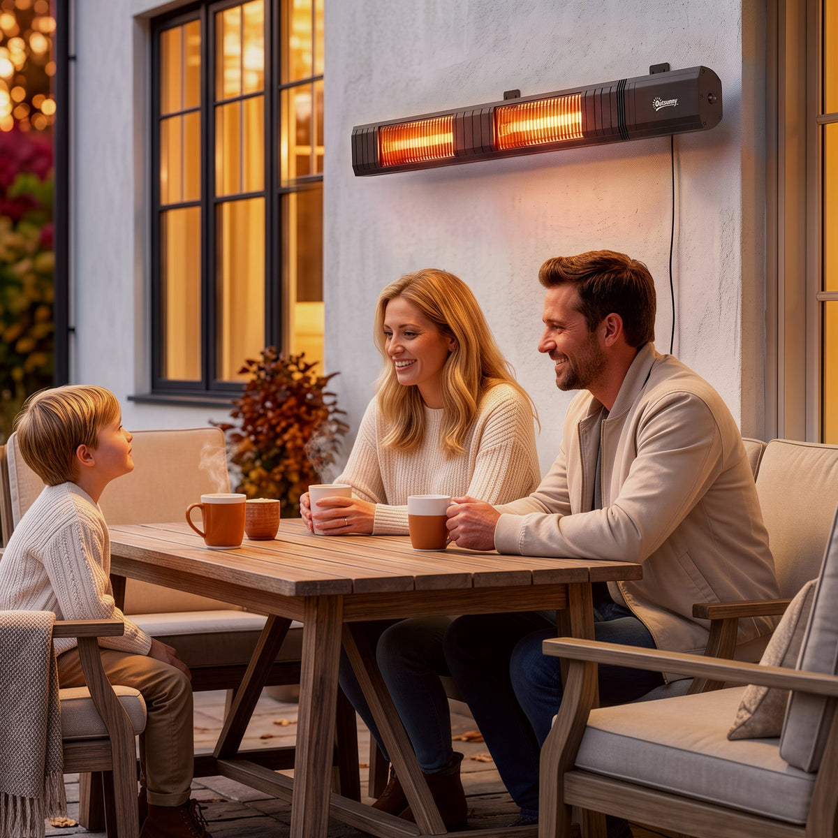 3000 W Electric Infrared Patio Heater, Wall-Mounted with 9 Heat Settings, Black — product view 4