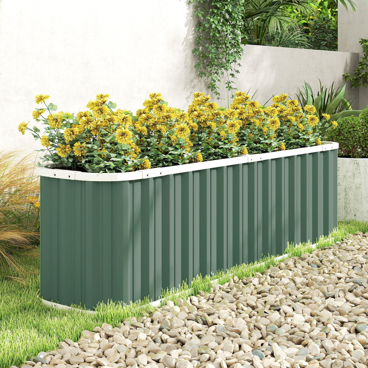 7' x 2' x 2' Galvanized Raised Garden Bed with Gloves, Light Green — product view 4