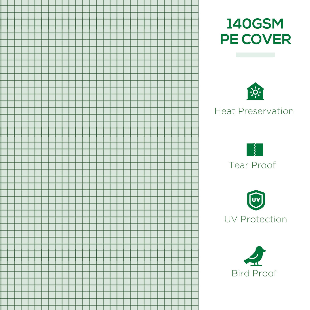 7' x 3' x 2' Portable Mini Greenhouse with 5 Mesh Windows, Green — product view 6