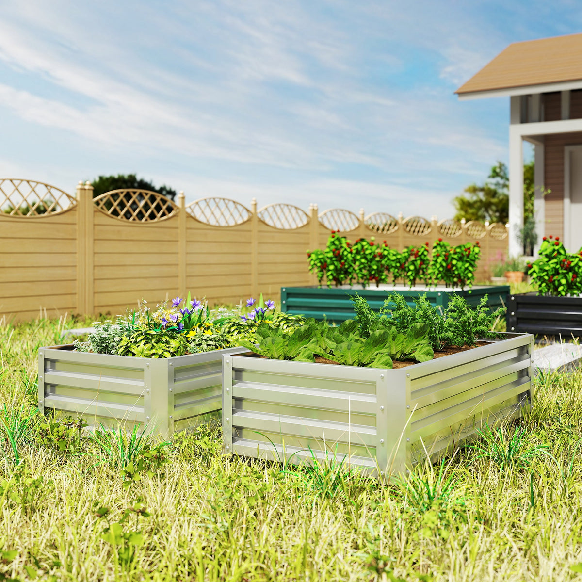 4' x 2' x 1' Galvanized Raised Garden Bed, Silver — product view 4