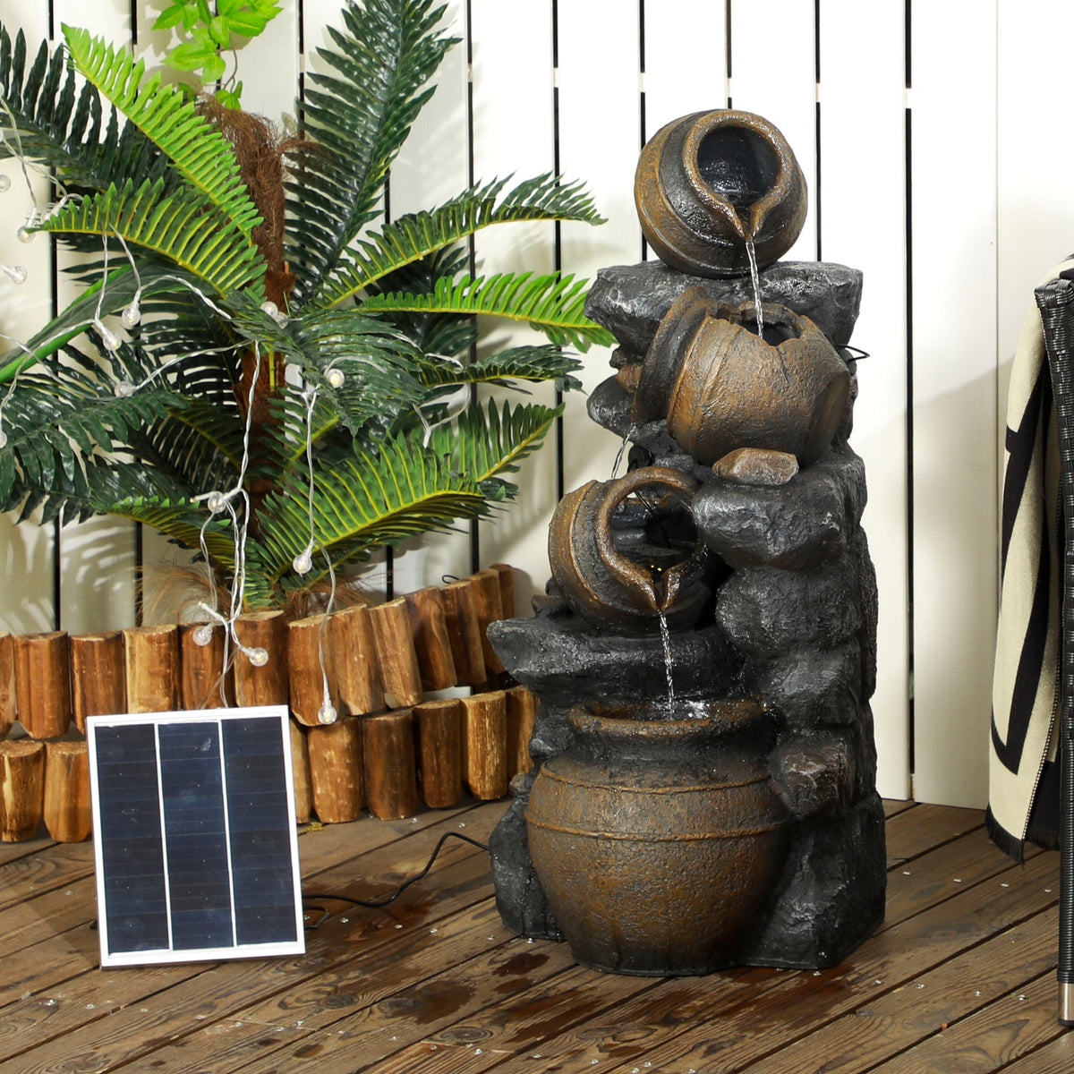 28.3" Solar Outdoor Water Fountain with LED Lights — product view 3