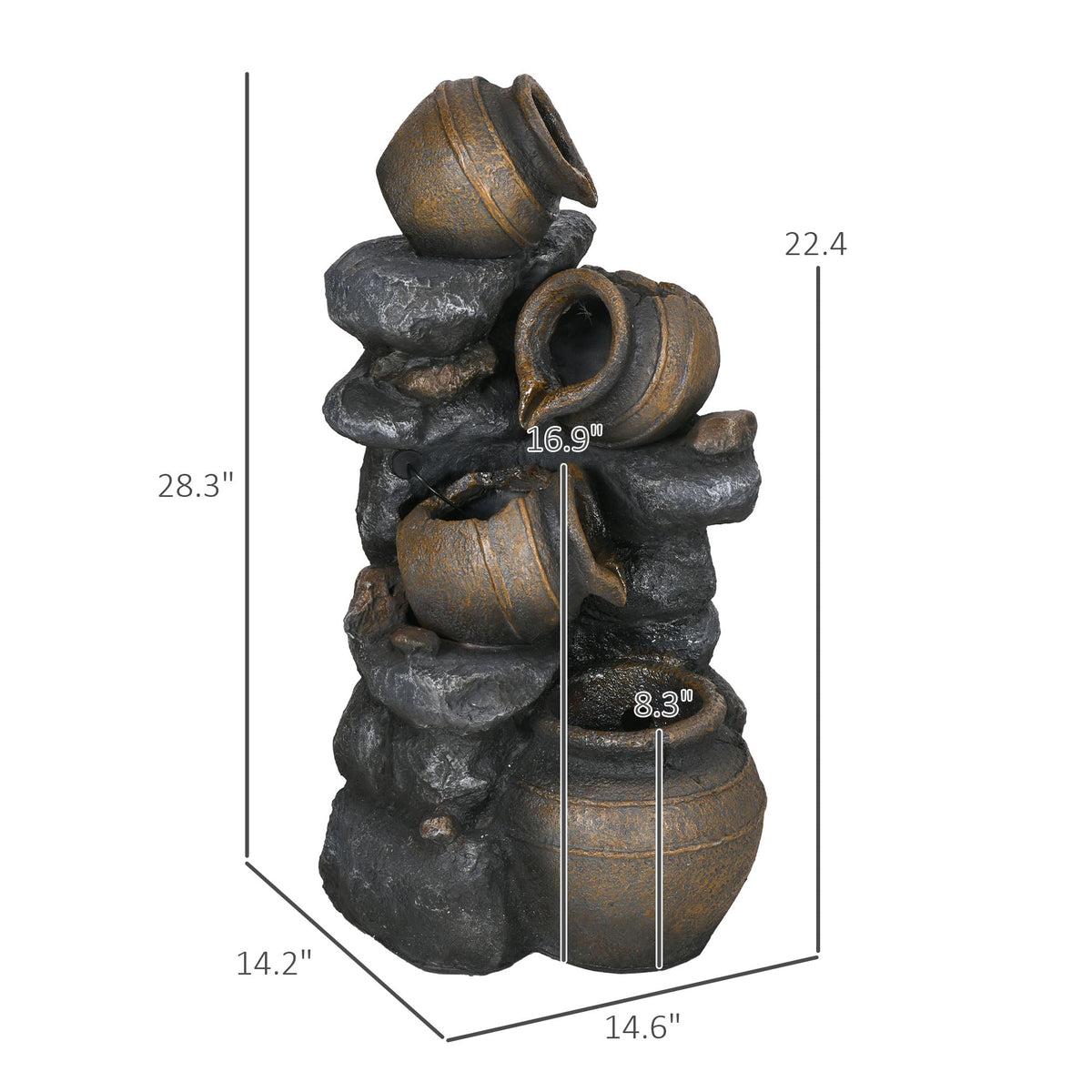 28.3" Solar Outdoor Water Fountain with LED Lights — product view 5