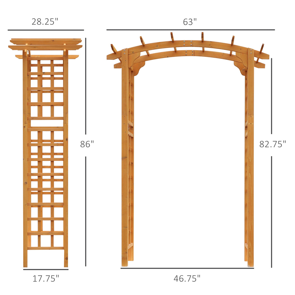90in Wooden Garden Arbor with Trellis Wall for Climbing Plants, Wedding & Backyard Decor — product view 5
