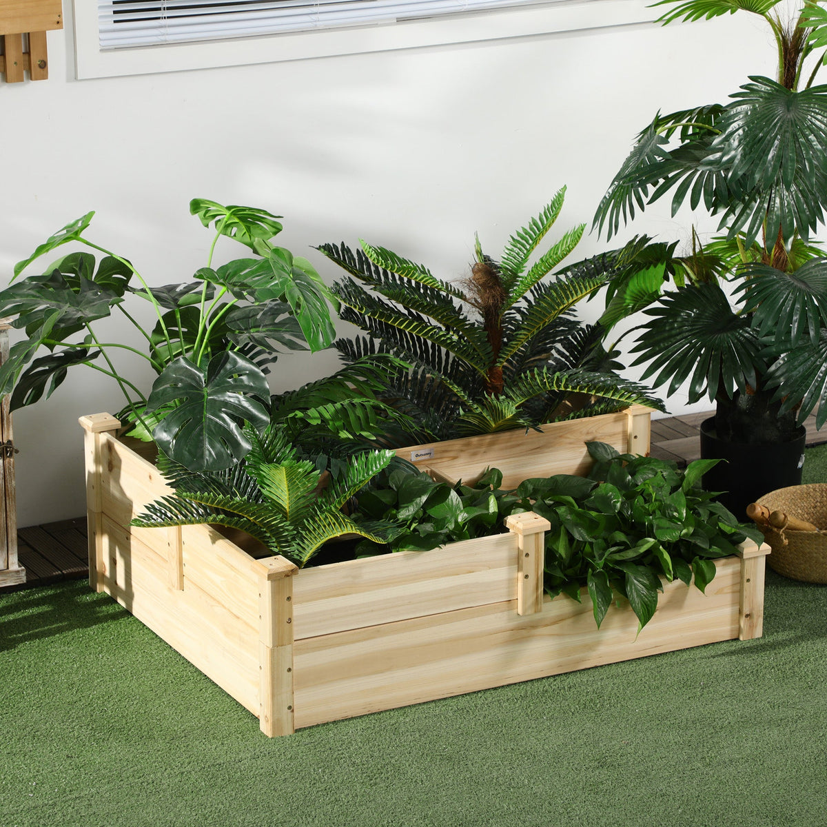 3-Tier Raised Garden Bed, 42.5" x 34.75" x 14.25", Natural — product view 3