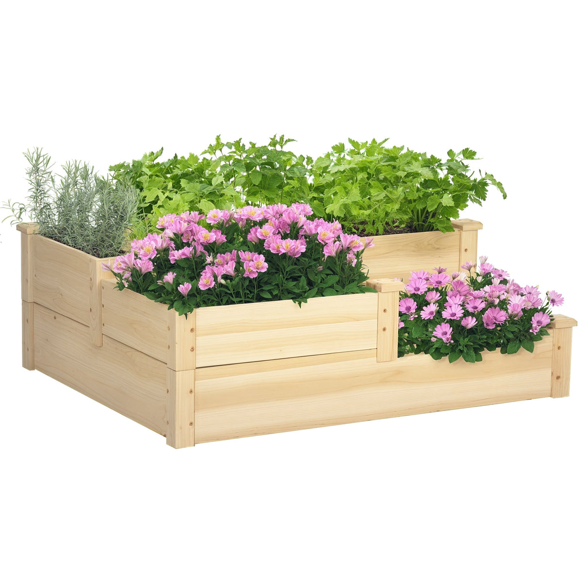 3-Tier Raised Garden Bed, 42.5" x 34.75" x 14.25", Natural — product view 1