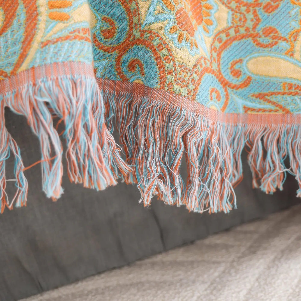 LoungeYard | Reversible Paisley Bohemian Cotton Blanket — product view 5