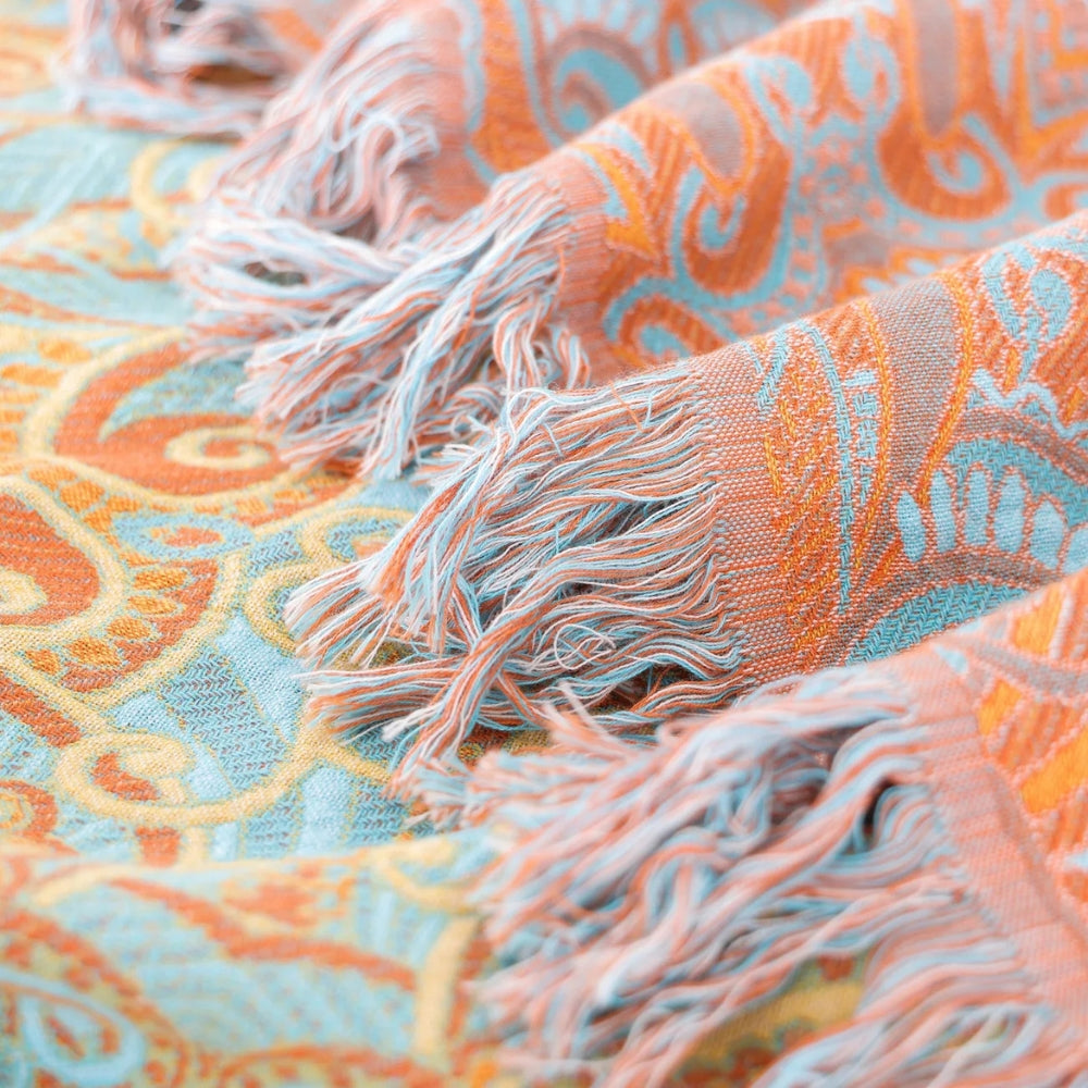 LoungeYard | Reversible Paisley Bohemian Cotton Blanket — product view 6