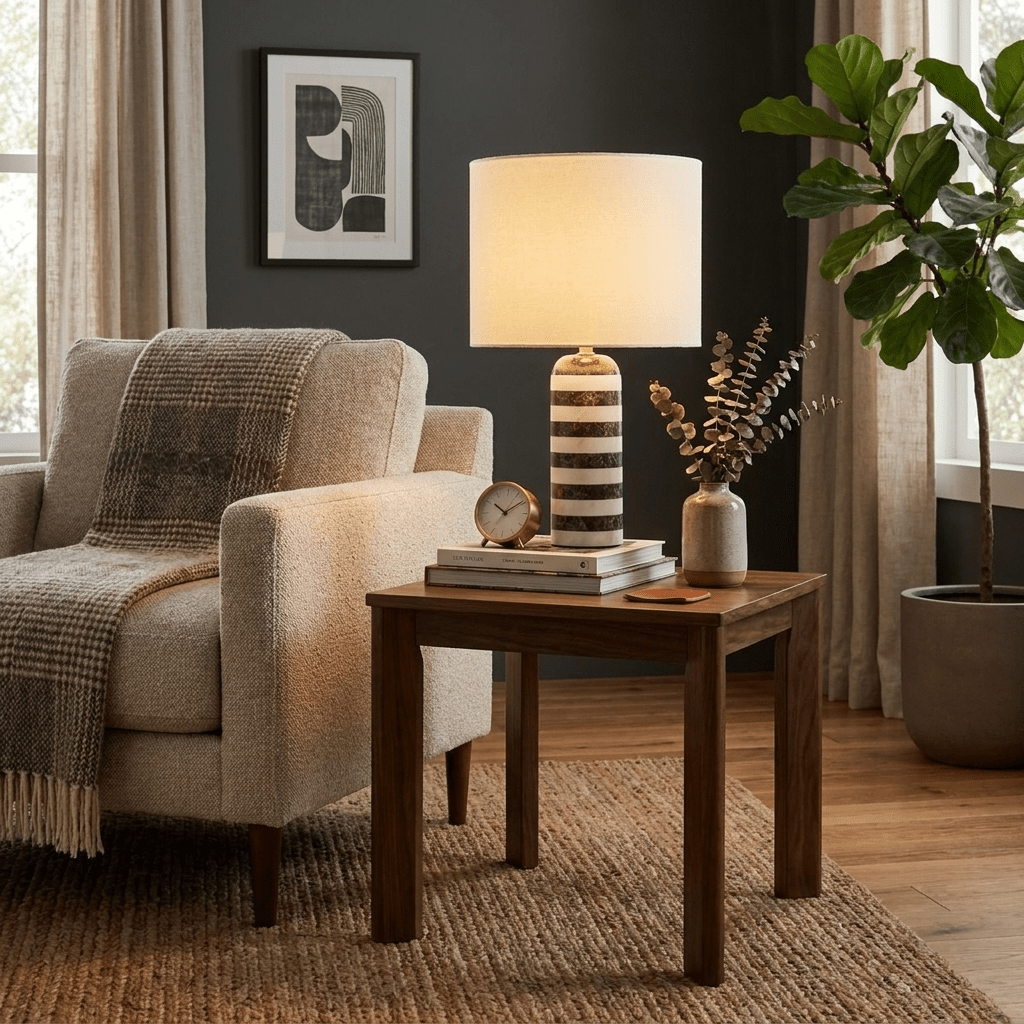 Rivelle Striped Marble Table Lamp — product view 2