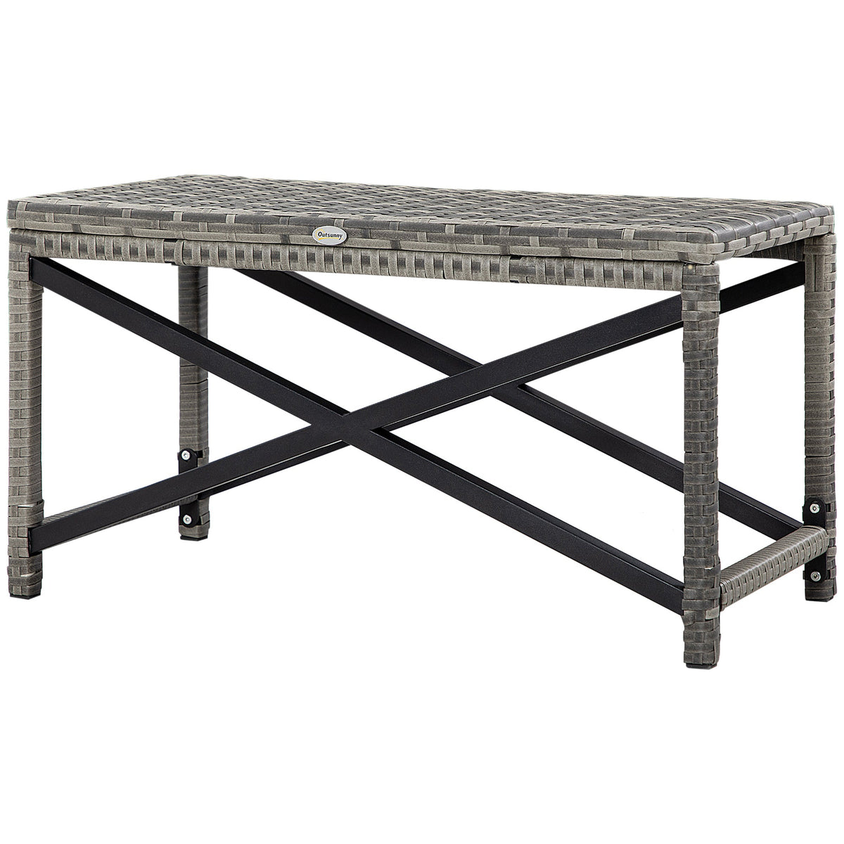 Patio Wicker End Table with Full Woven Top, Mixed Grey — product view 2