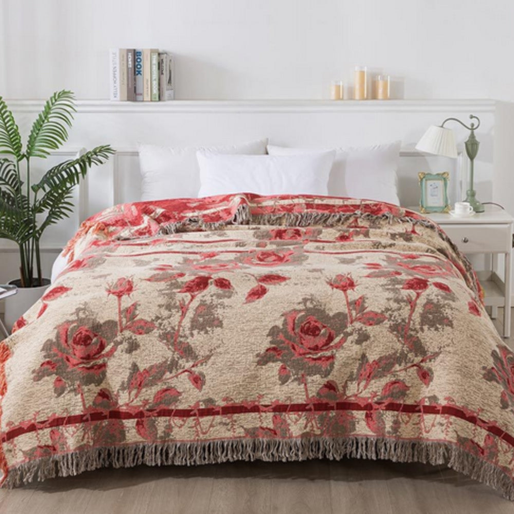 LoungeYard | Rosewood Grace Throw Cotton Blanket — product view 1