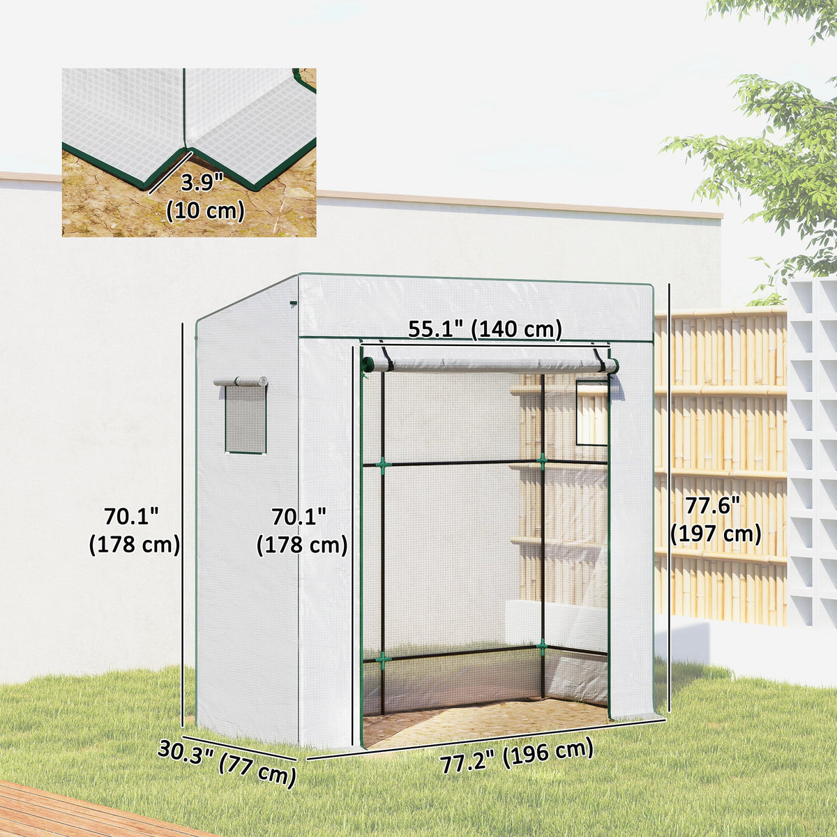 77.2" x 30.3" x 77.6" Lean-to Tomato Greenhouse, White — product view 5