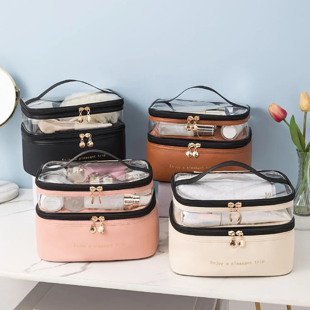 LoungeYard | Cosmetic Bag Lunavie | Double-Layer & Waterproof | Large Capacity | Transparent Lid — product view 1