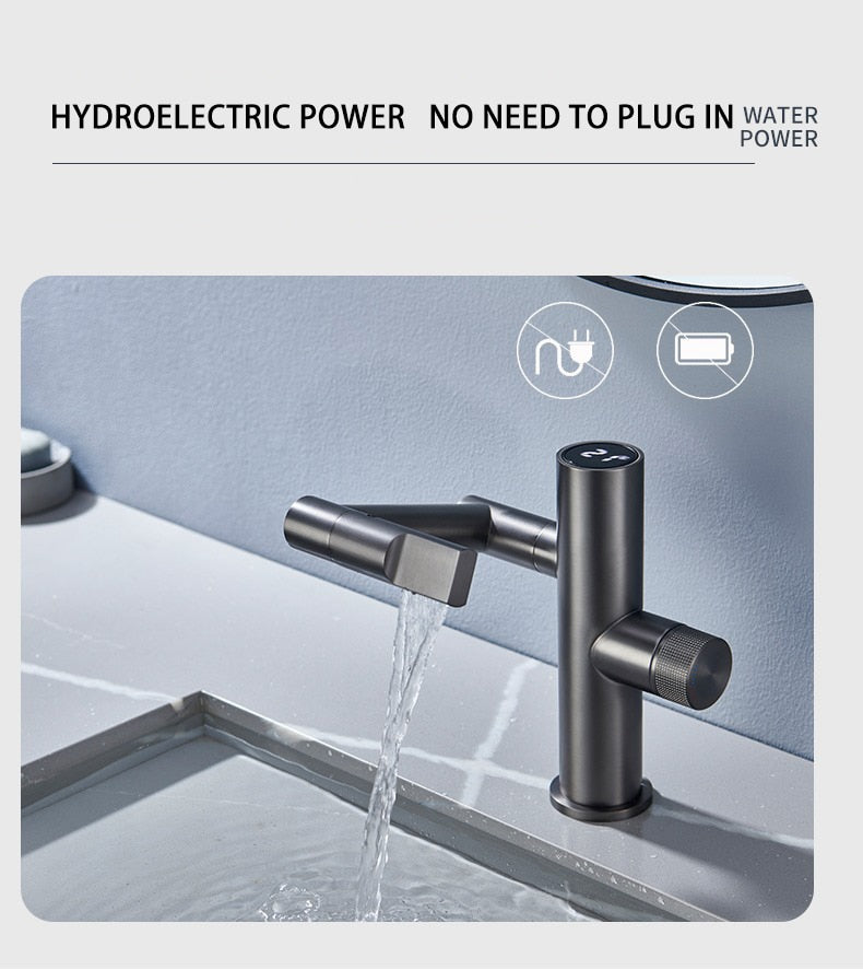 LoungeYard | Hydroelectric Rotating Modern Smart Waterfall Faucet — product view 7