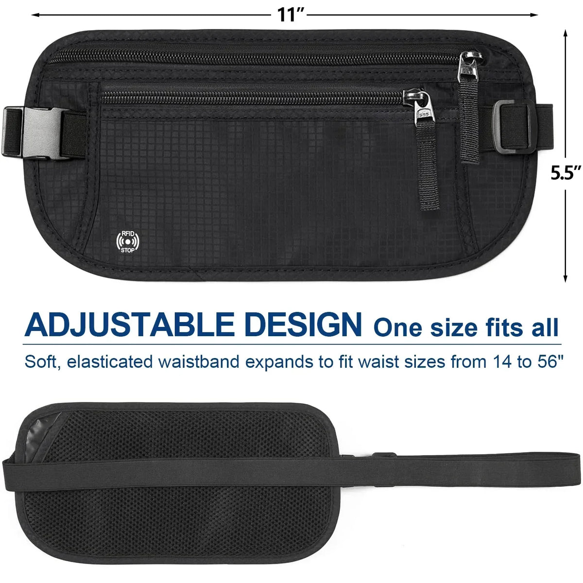 LoungeYard | SafeGuard Waist Bag | RFID Protection | Adjustable & Compact for Travel — product view 3