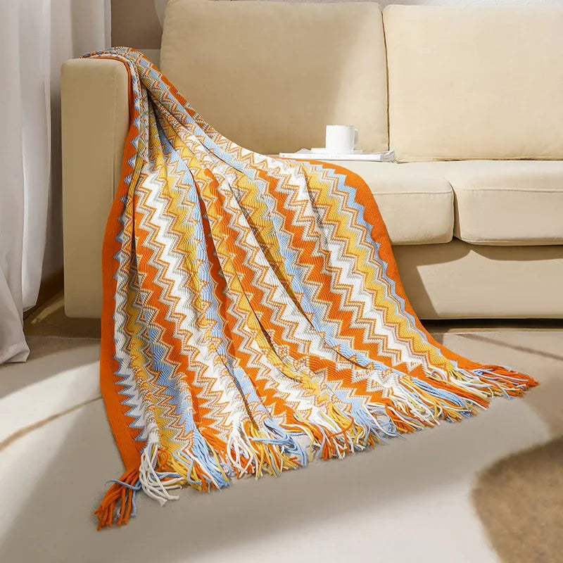 LoungeYard | CasaLoom | Boho Blanket with Fringes | Rust Red | Soft & Light — product view 2