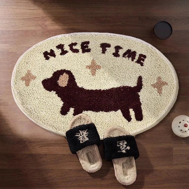 Tufted Dachshund Bathroom Mat | LoungeYard — product view 5