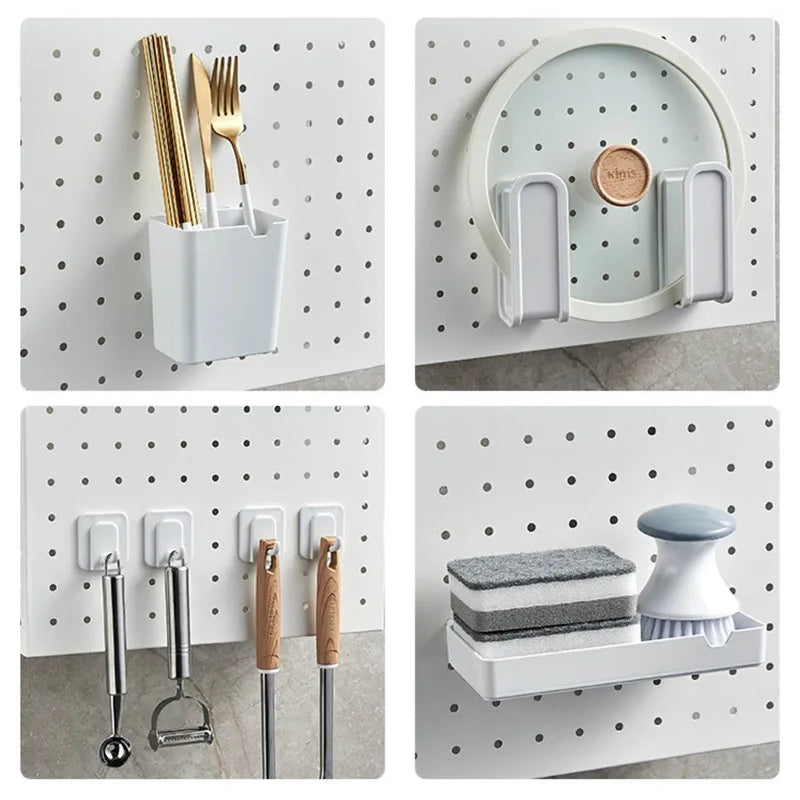 LoungeYard | Kitchen Organizer Wall-Mounted Hole Board Storage Rack — product view 4
