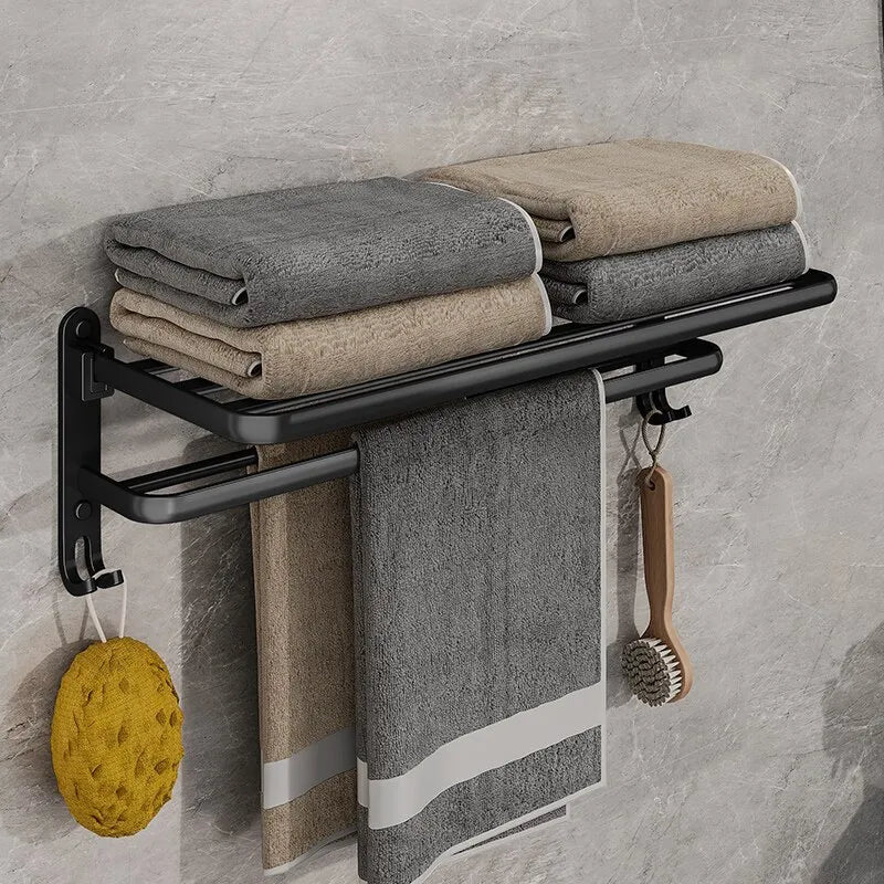 LoungeYard | Elegant Life Space-Saving Foldable Aluminum Towel Rack — product view 2