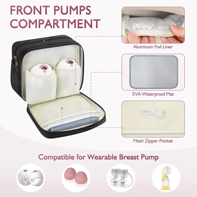 LoungeYard | Detachable Breast Pump Bag With Insulated Pockets And Multiple Compartments — product view 5