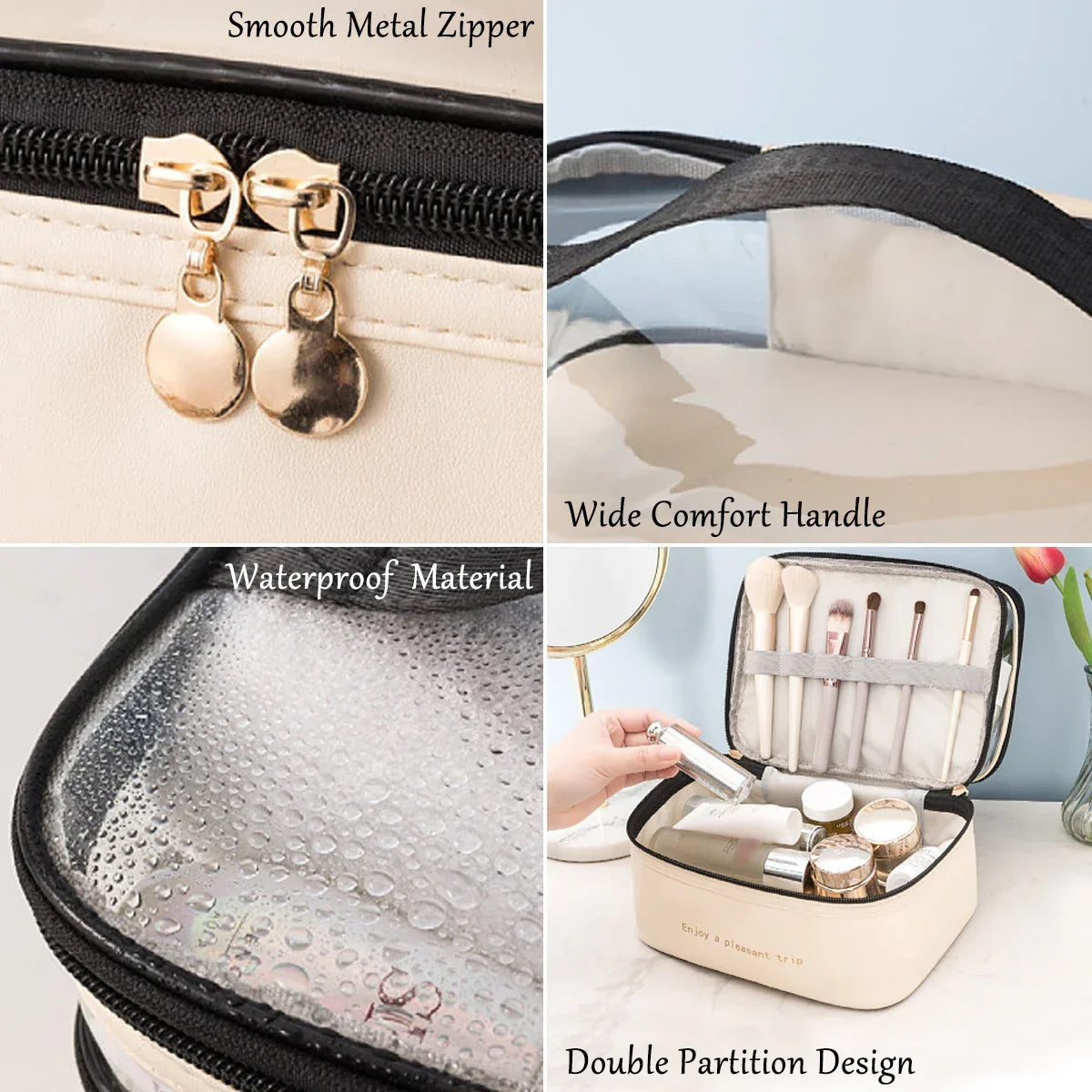 LoungeYard | Cosmetic Bag Lunavie | Double-Layer & Waterproof | Large Capacity | Transparent Lid — product view 5