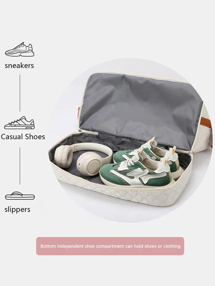 LoungeYard | Travessia Travel Bag with Shoe Compartment | Large Capacity & Argyle Design | Nylon Weekender for Sports, Short Trips & Everyday Use — product view 3
