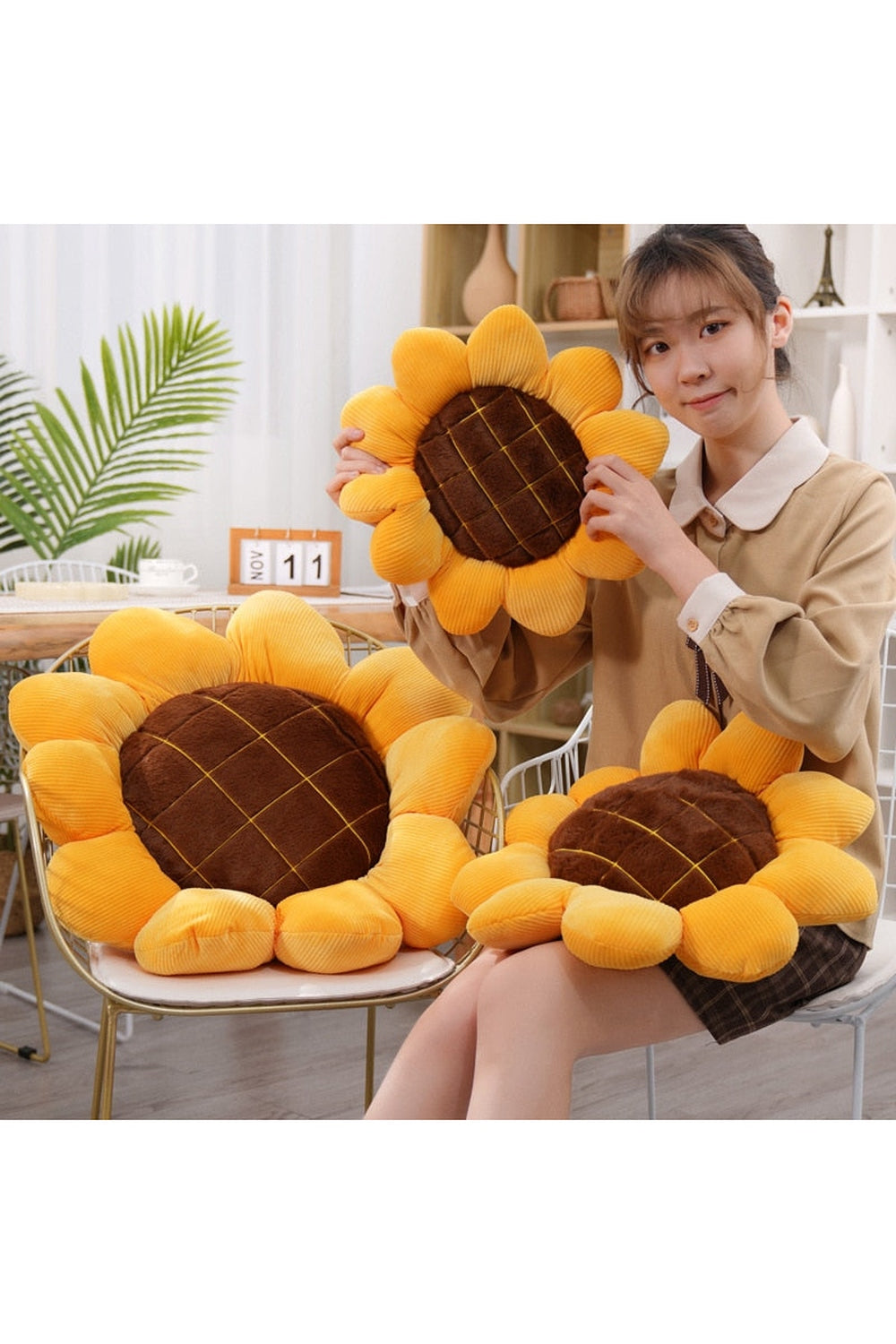Cozy Sunflower Plush Nap Pillow | LoungeYard — product view 4