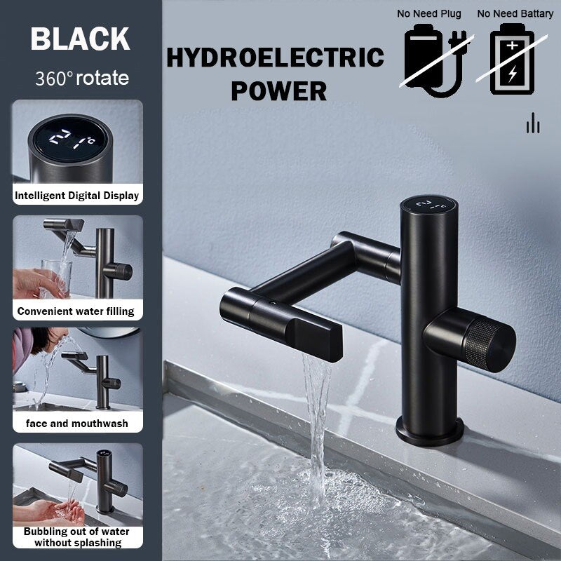 LoungeYard | Hydroelectric Rotating Modern Smart Waterfall Faucet — product view 2