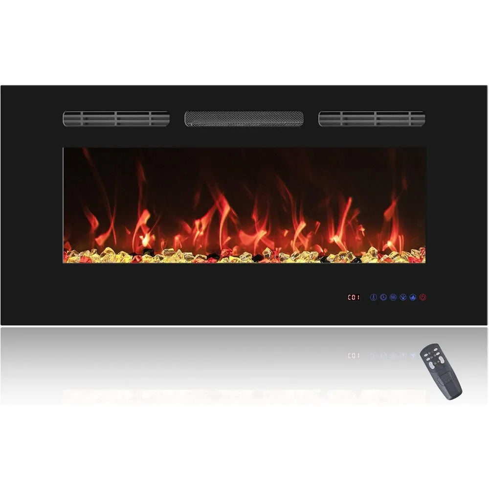 30 Inch Wall Mounted Electric Fireplace with Timer & Adjustable Flames, Compact Slim Fireplace Heater for Bedroom, Den & Apartment — product view 2