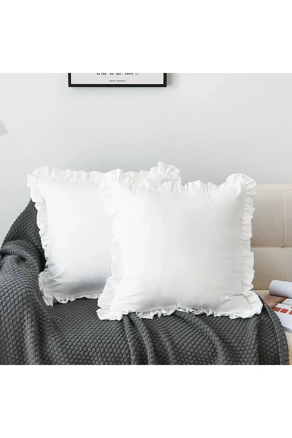solid ruffle pillowcase | LoungeYard — product view 6