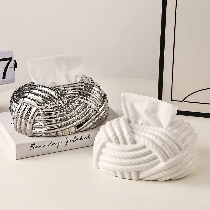 Ceramic Knot Tissue Holder | LoungeYard — product view 1