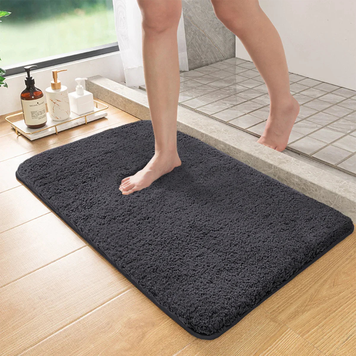 LoungeYard | Long-pile, Absorbent Bath Mat With Anti-slip — product view 5