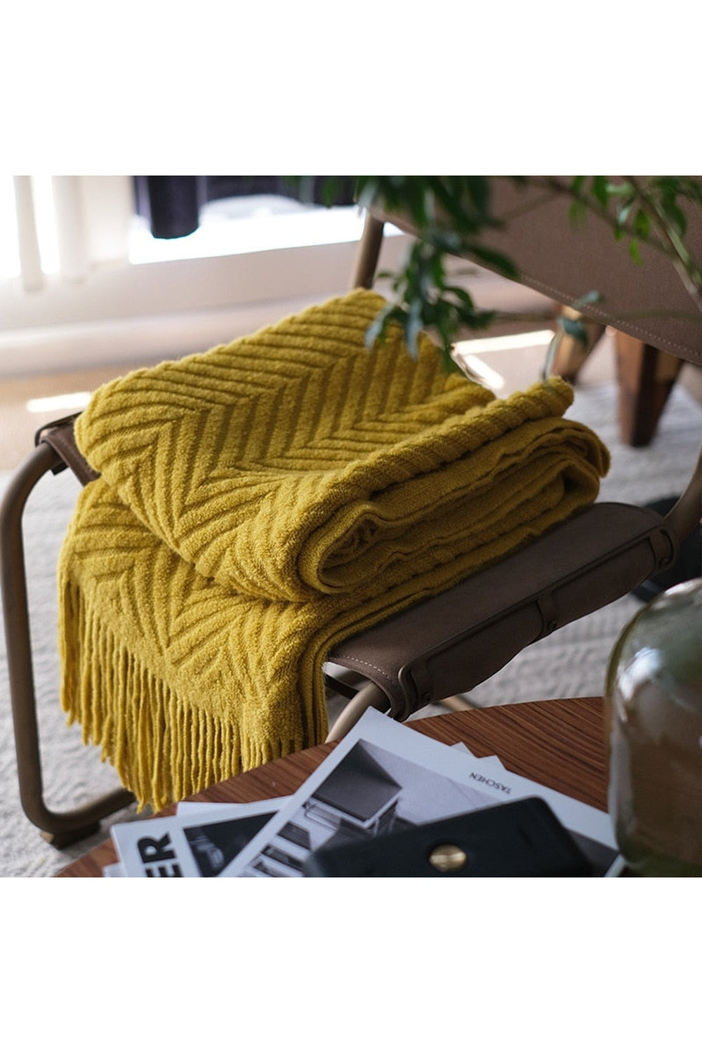 Zack Pattern Dark Academia Blanket | LoungeYard — product view 4