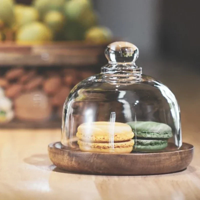 LoungeYard | Glass bowl with wooden lid – Sturdy storage bowl for snacks and sweets — product view 5
