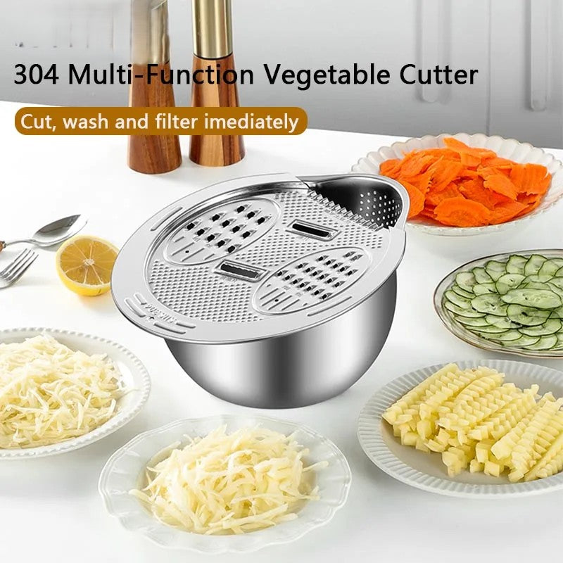 LoungeYard | All-in-One Stainless Steel Kitchen Drain Slicer Bowl — product view 3