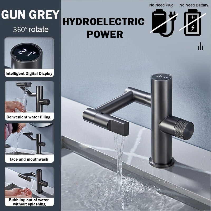 LoungeYard | Hydroelectric Rotating Modern Smart Waterfall Faucet — product view 1
