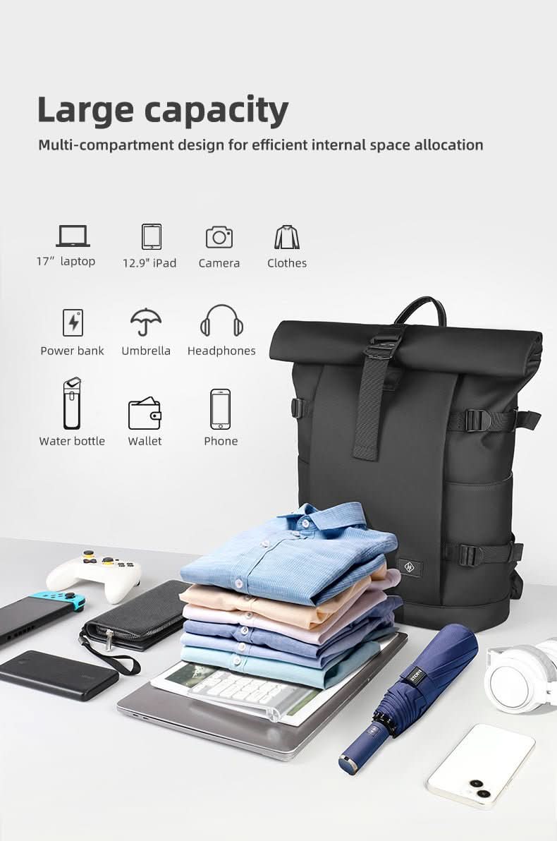 LoungeYard | Expandable outdoor backpack with large volume & laptop compartment — product view 7