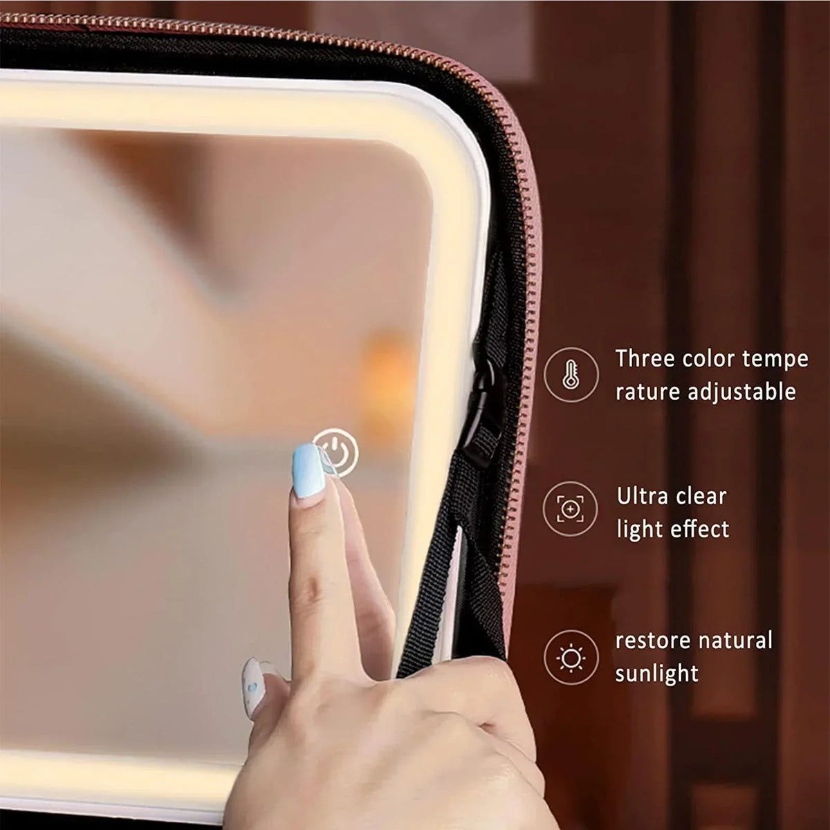 LoungeYard | Travel Cosmetic Case LED Mirror Makeup Bag — product view 4