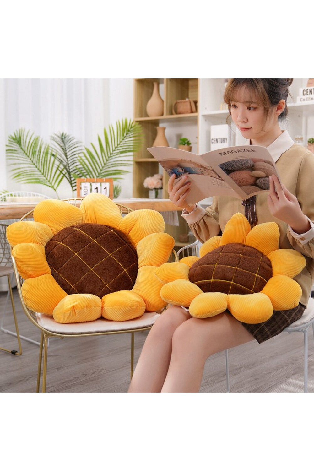 Cozy Sunflower Plush Nap Pillow | LoungeYard — product view 5