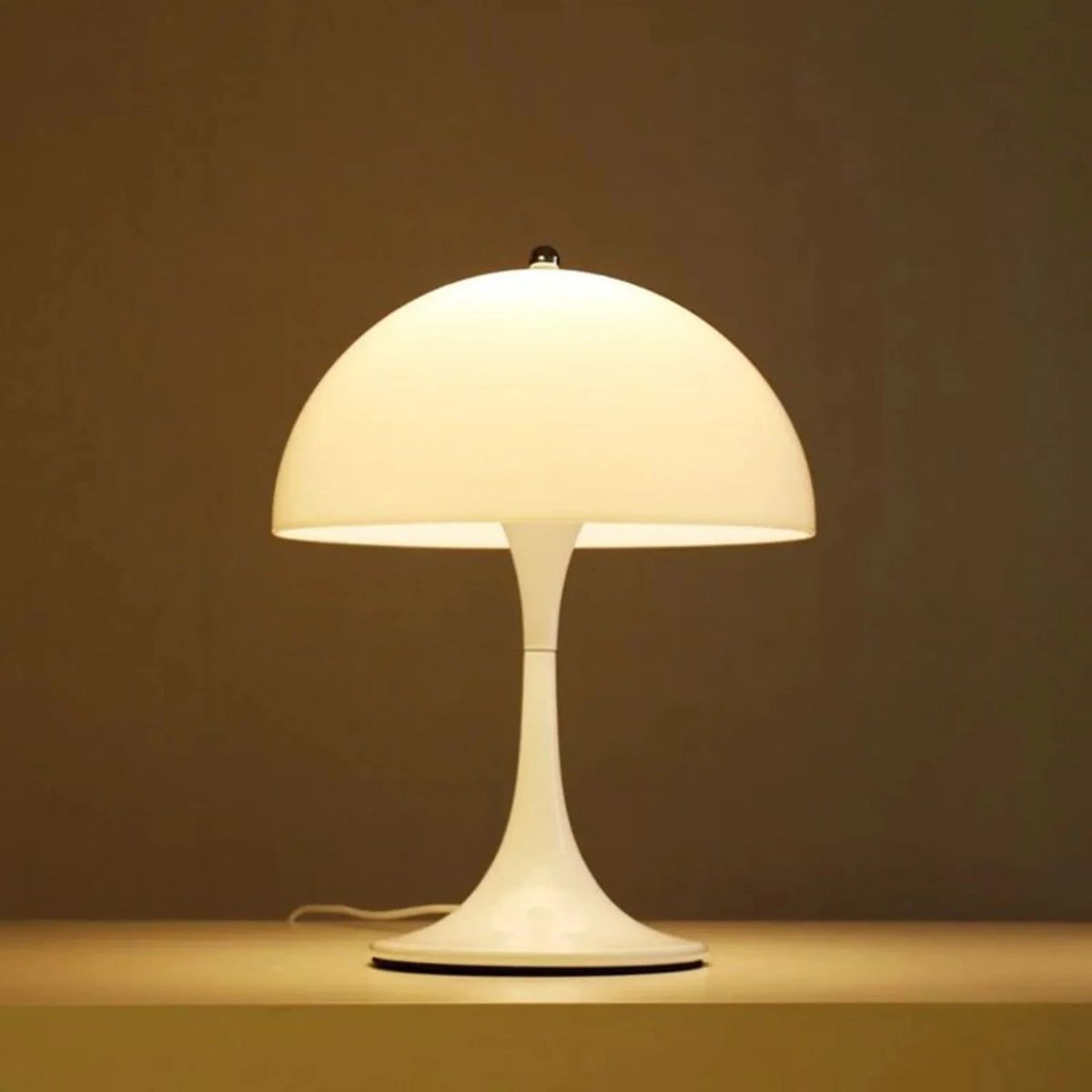 GlowCap Retro LED Desk Light Minimalist Scandinavian Bedside Dining — White Silver Chrome — product view 1