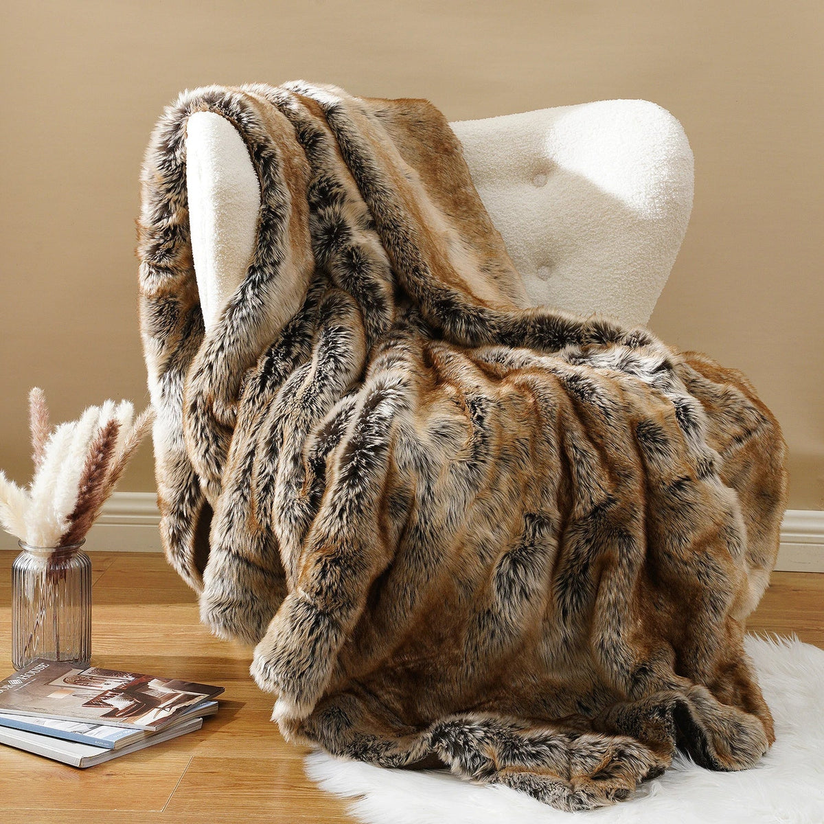 LoungeYard | Luxury Faux Fur Blanket | Soft & Warm | Winter Throw | For Sofa & Bedroom — product view 4