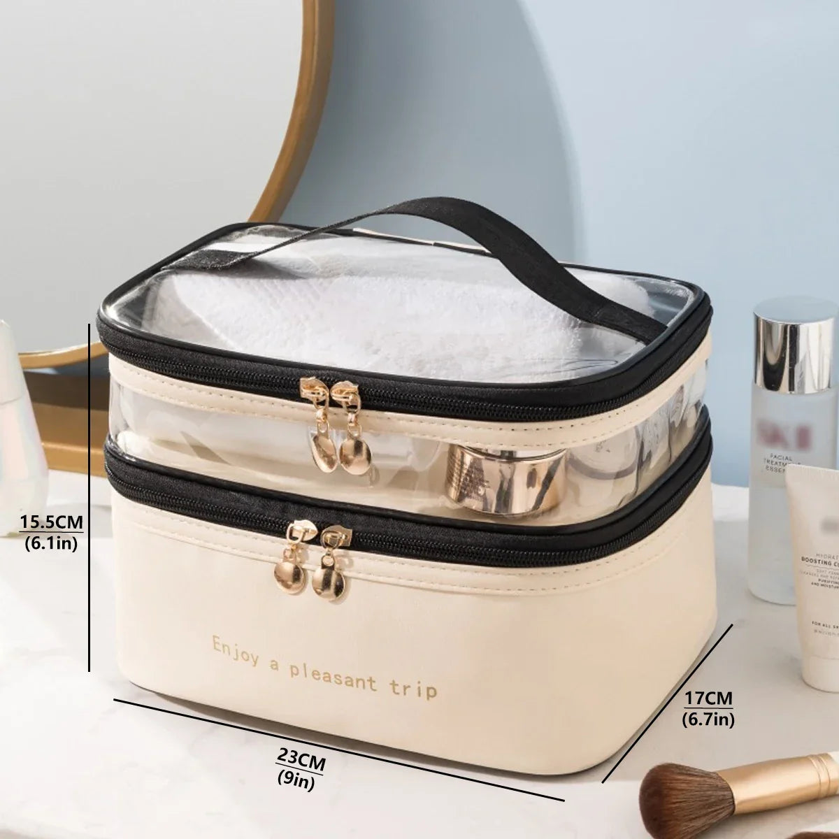 LoungeYard | Cosmetic Bag Lunavie | Double-Layer & Waterproof | Large Capacity | Transparent Lid — product view 4