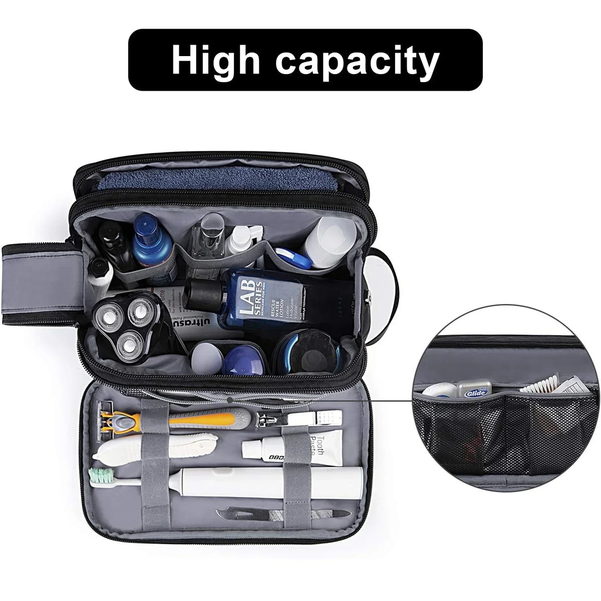 LoungeYard | Mannvaro Toiletry Bag Men | Water-repellent Dopp Kit Organizer | Large Volume & Wet Compartment | For Travel & Bathroom — product view 3