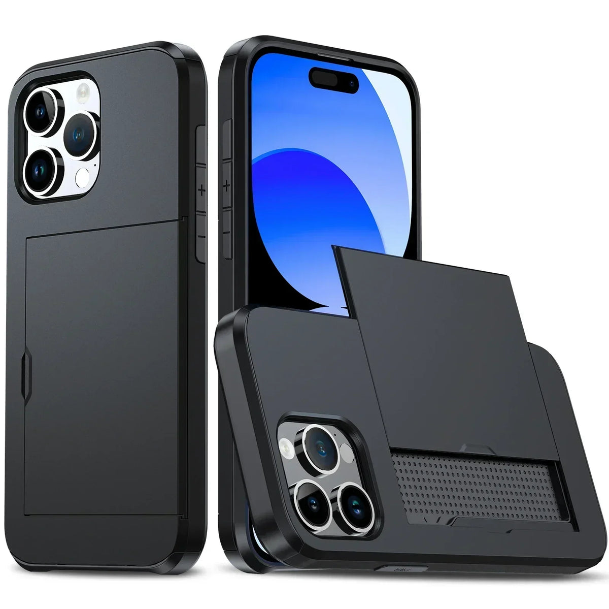 iPhone case with card slot – protective case with card drawer — product view 4