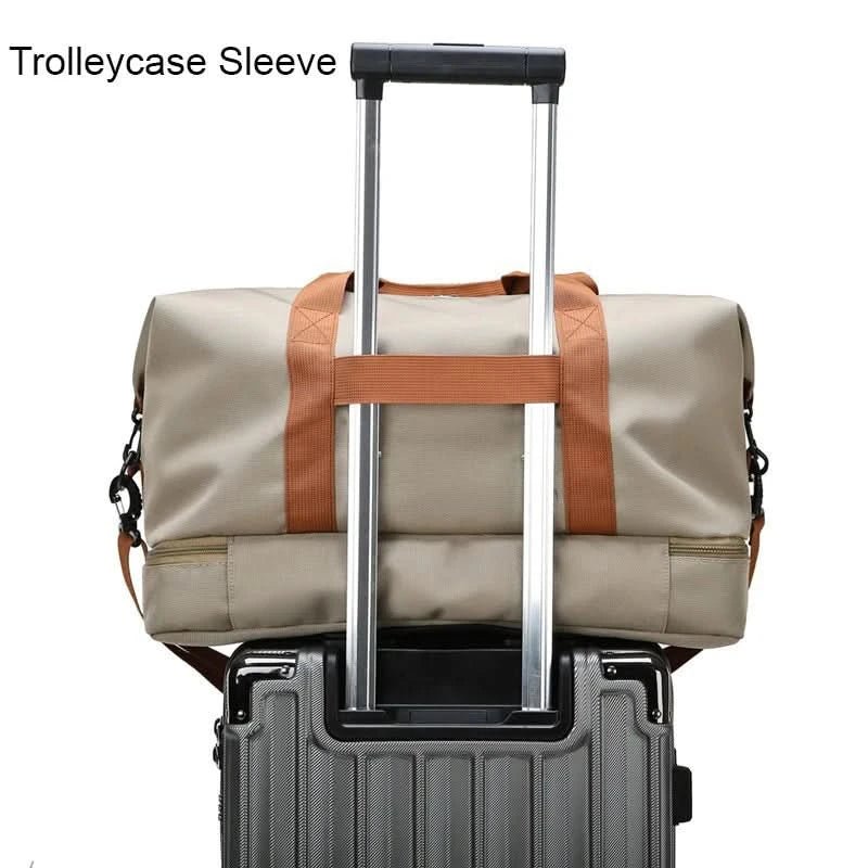 LoungeYard | Portable fitness bag with shoe compartment and wet dry separator bag for active travelling — product view 3