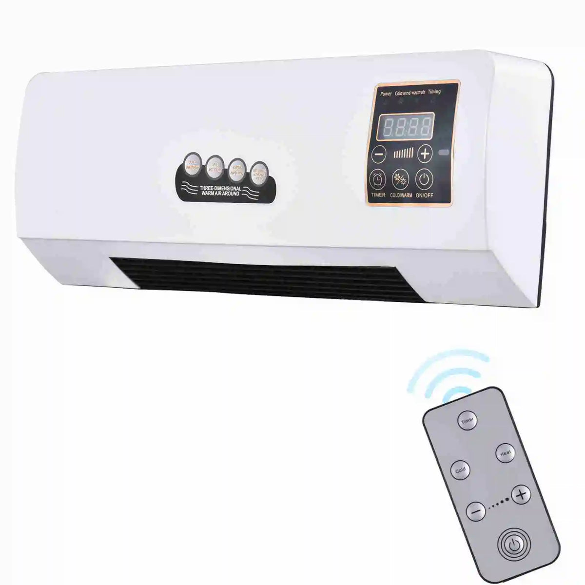 2-in-1 Wall-Mounted Fan Heater with Digital Display & Timer, Compact Electric Heater for Bedroom & Office — product view 1